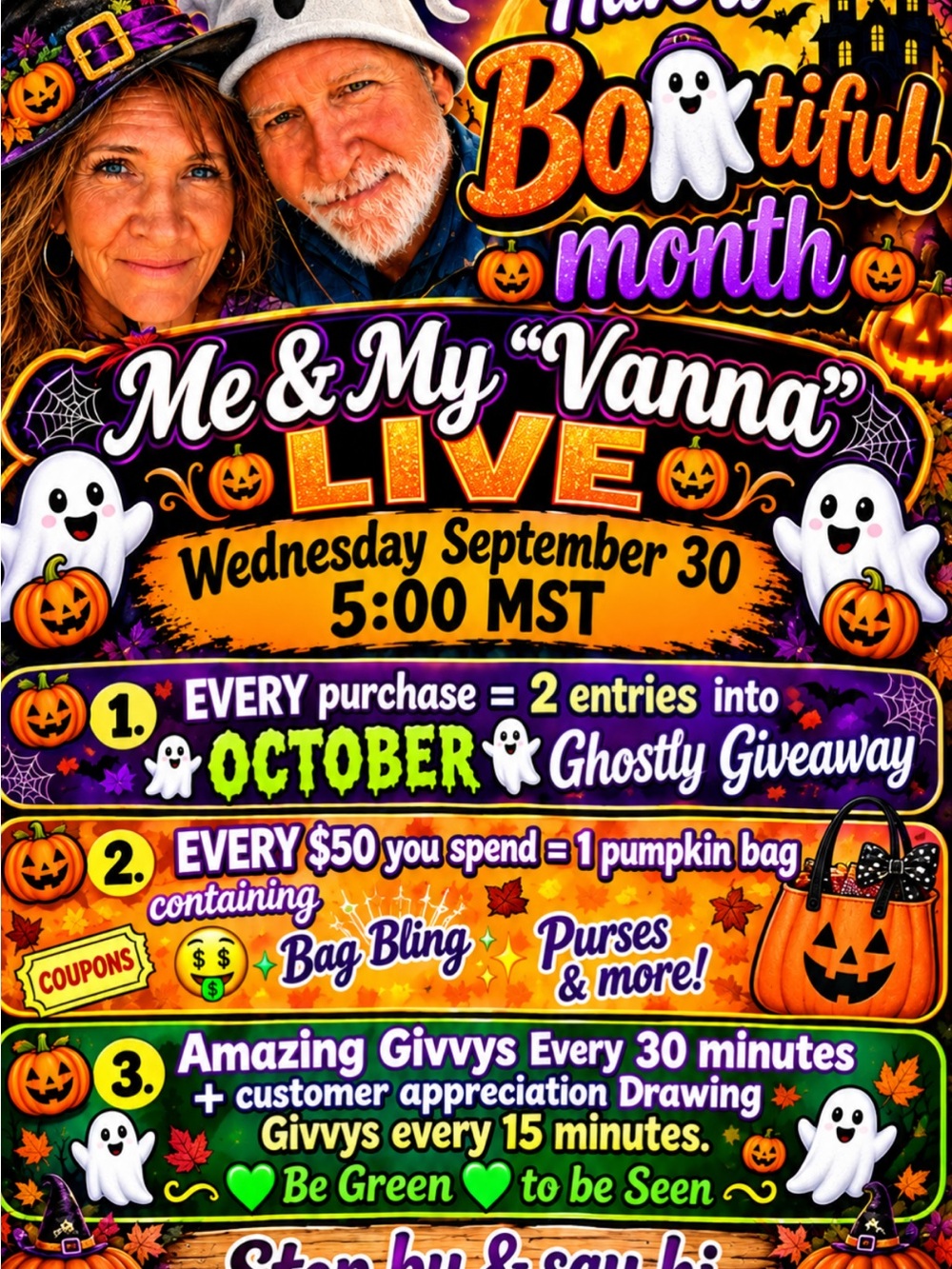 👻Me & M”Vanna” Live🎃Have a Boo👻tiful month🎃👻September 30 Wednesday 5:00